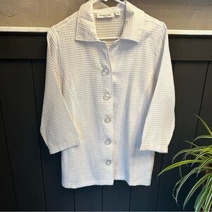 Breckenridge White Blazer Jacket Waffle Knit Plus Size 1X‎